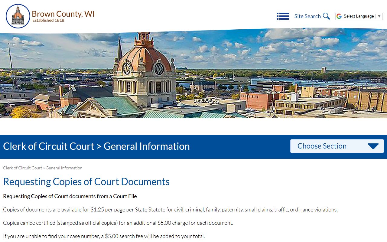 Brown County People Search court records request