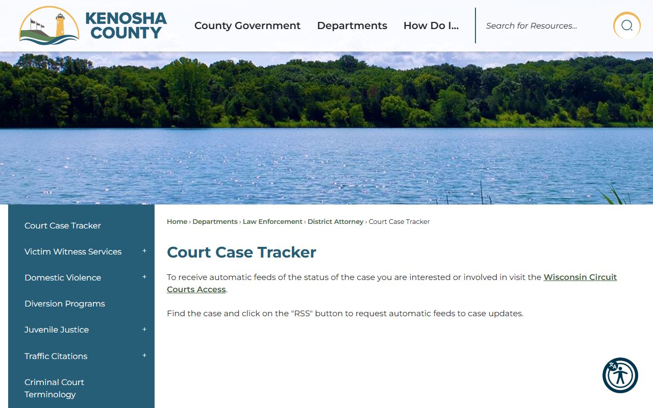 Kenosha County People Search on the court case tracker