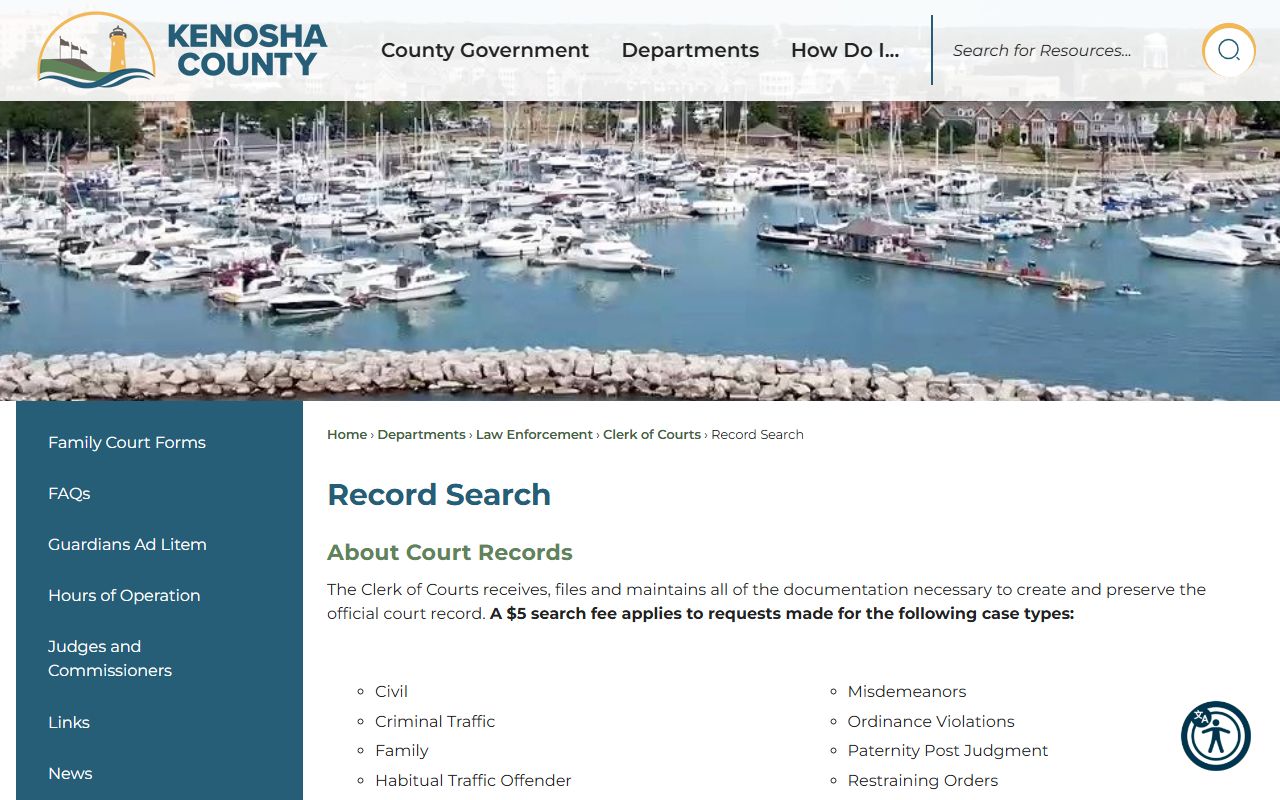 Kenosha County People Search on the record search page