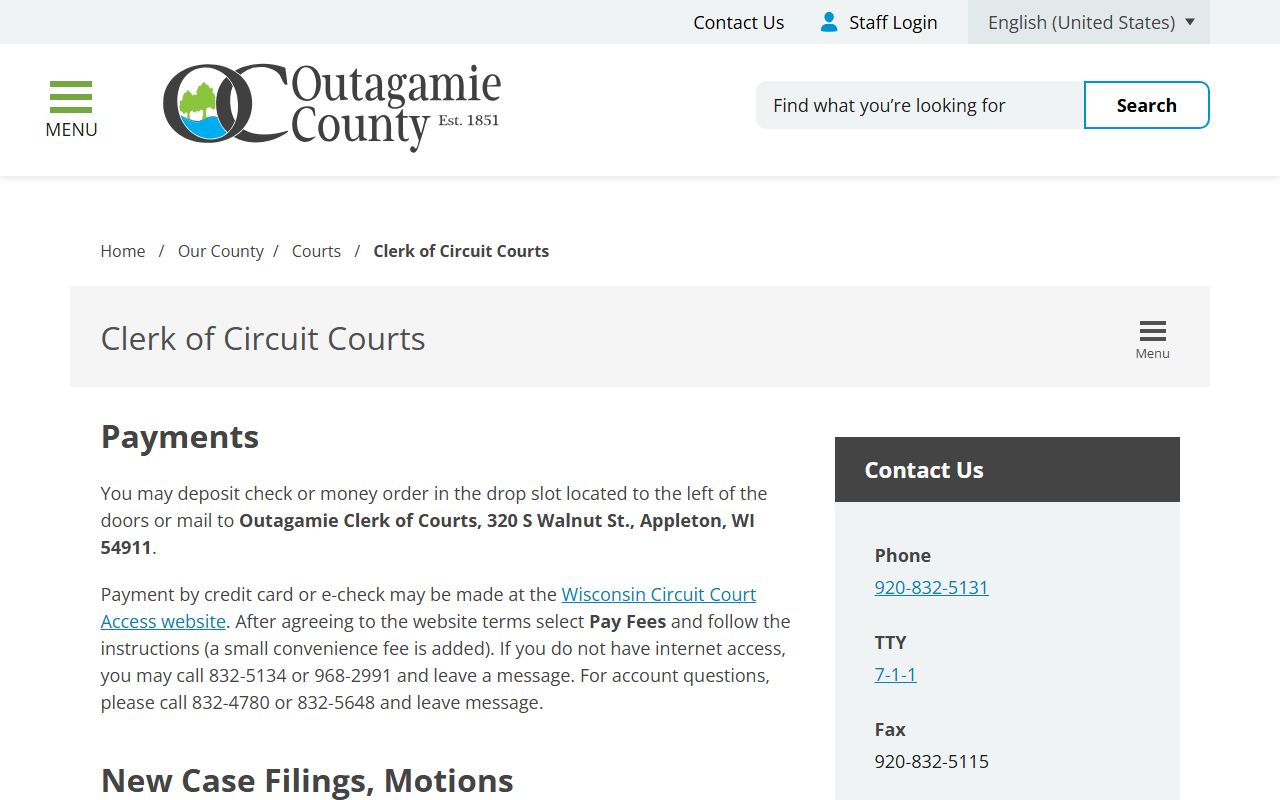 Appleton People Search clerk of courts