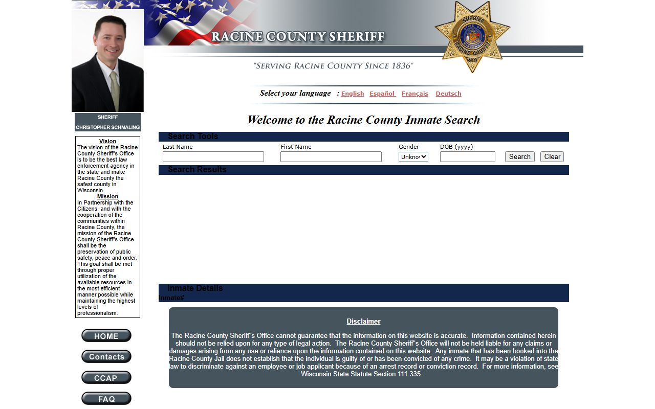 Racine County People Search inmate search portal