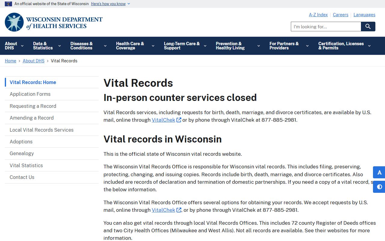 Wisconsin People Search vital records office